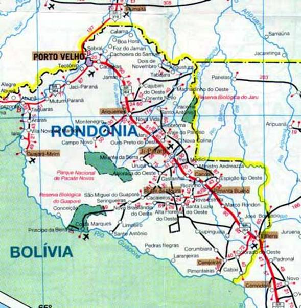 Localização do estado de Rondônia, Brasil.